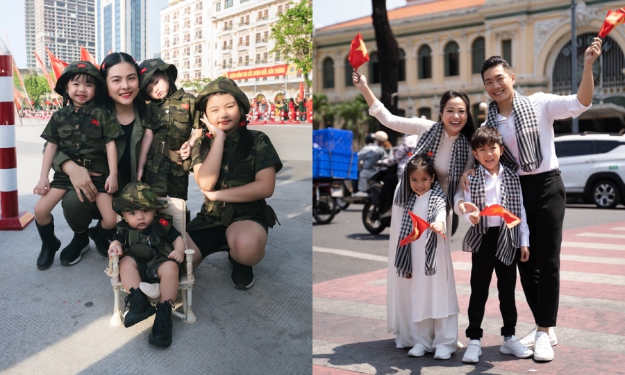 Sao Việt cùng con hưởng ứng không khí đại lễ