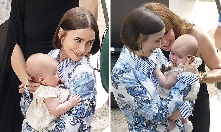 Lily Collins bế con gái 4 tháng tuổi tới trường quay 'Emily In Paris'