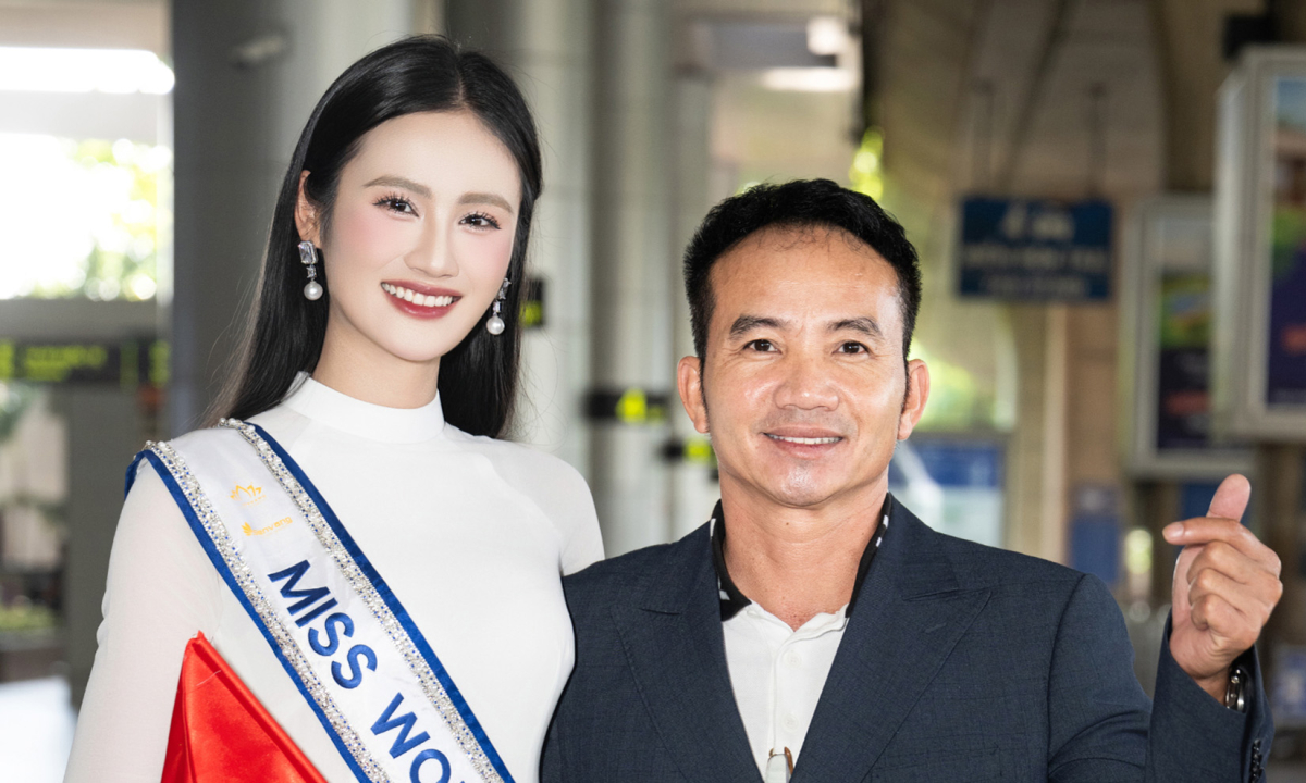 Ý Nhi về nước cùng bố sau Miss World 2025