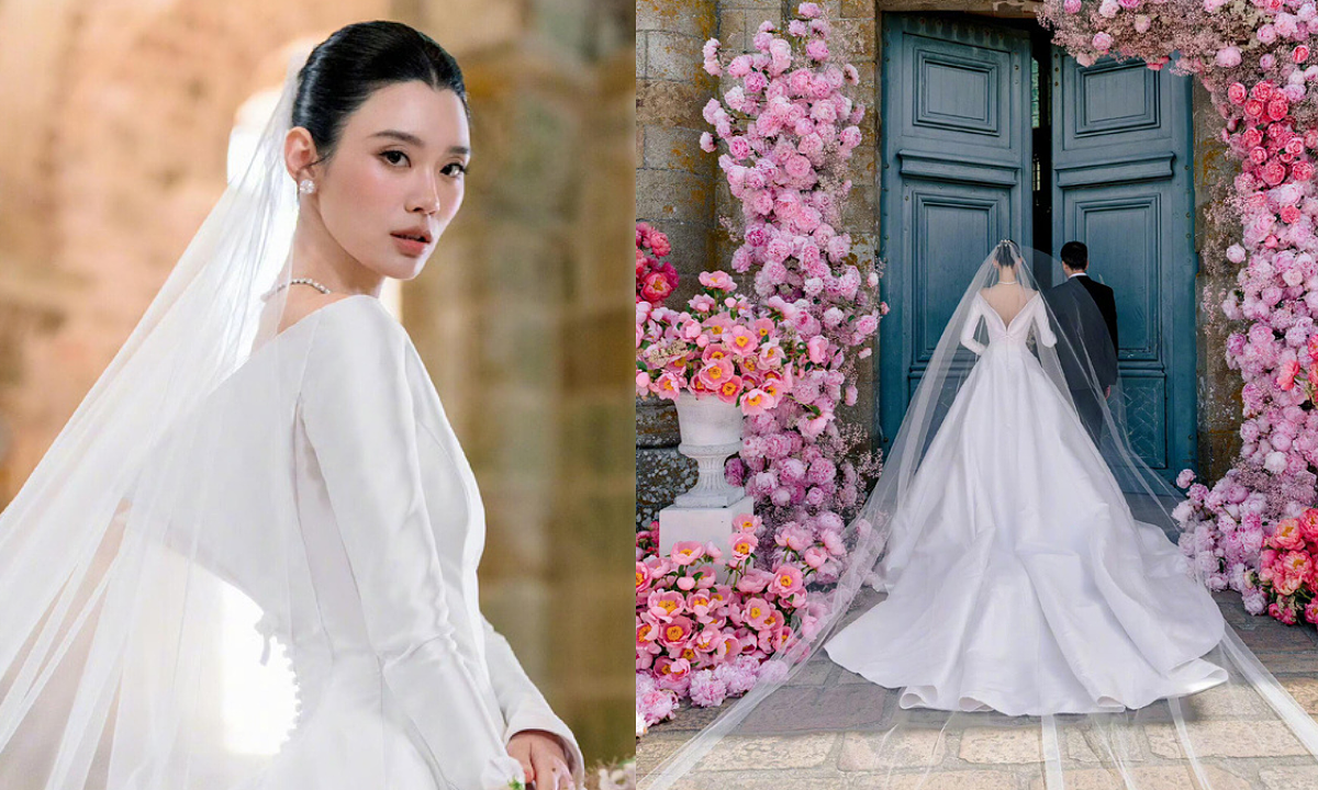 Váy cưới Dior mất hơn 600 giờ chế tác của con dâu 'vua sòng bài'